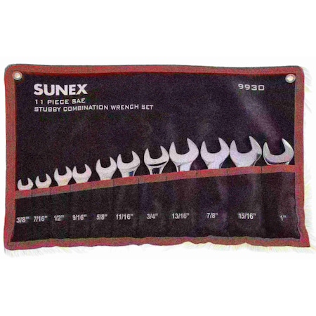 Sunex WRENCH SET 11 PC STUBBY COMBINATION SAE SU9930